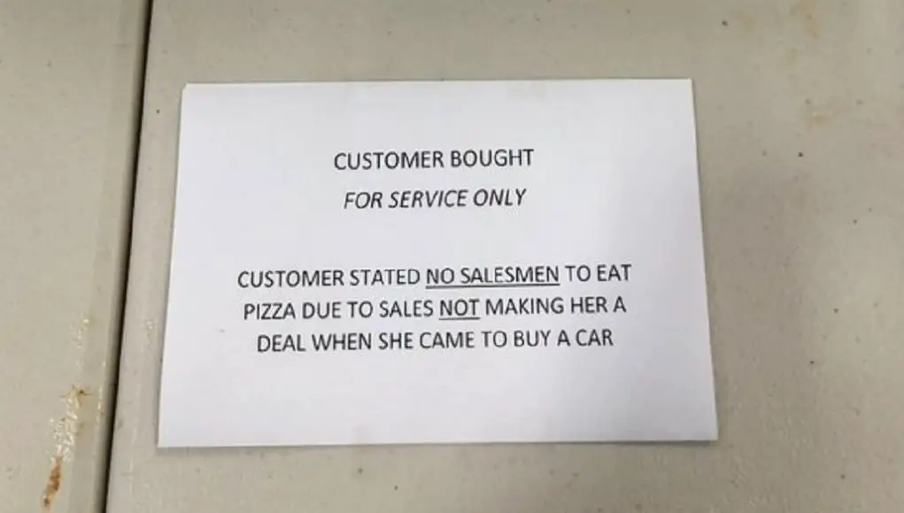 pizza dealership stiffed sales