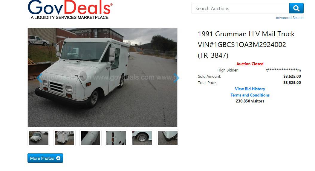 Grumman Llv Mail Truck Auction Natural Resource Department