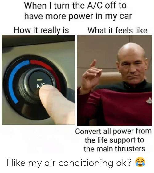 Captain Picard from Star Trek used as a car meme about air conditioning.