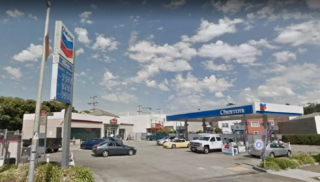 A Chevron gas station in San Francisco California off Sagamore St.