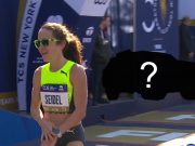Molly Seidel at the 2021 NYC Marathon finish line and a silhouette of a Toyota 4Runner TRD Pro