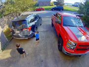 Boy spray paints Mom's green SUV white