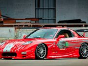 A replica of Toretto's Mazda RX7 from The Fast and the Furious