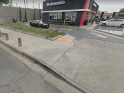 McDonalds drive thru exit off South Central Avenue in Los Angeles California