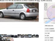 A screenshot of a Craigslist car ad suspected of being a scam