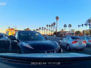 Nissan Juke driver in Laguna Hills driving into a dashcam owner's front bumper