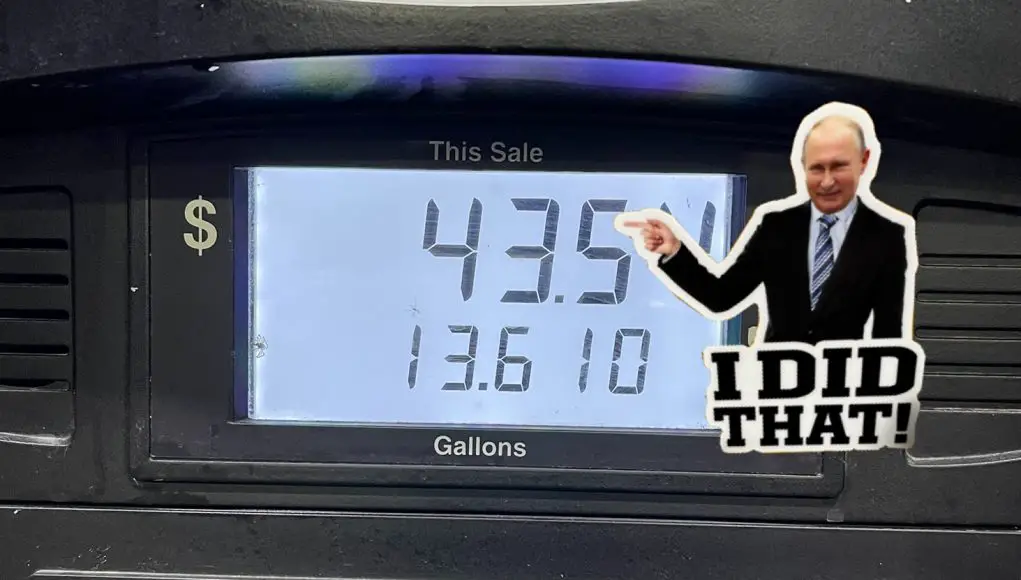 Putin I Did That sticker on a gas pump
