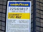 Part of a tire label for a Goodyear Assurance CS Fuel max tire