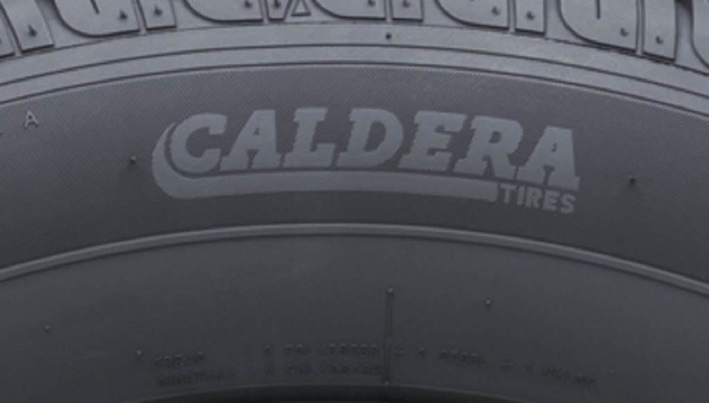 A Caldera tire logo on a Confidence C3 tires