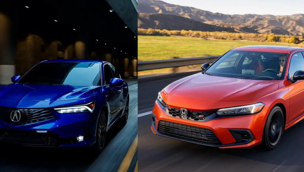 The front of a 2022 Civic Si and 2023 Acura Integra