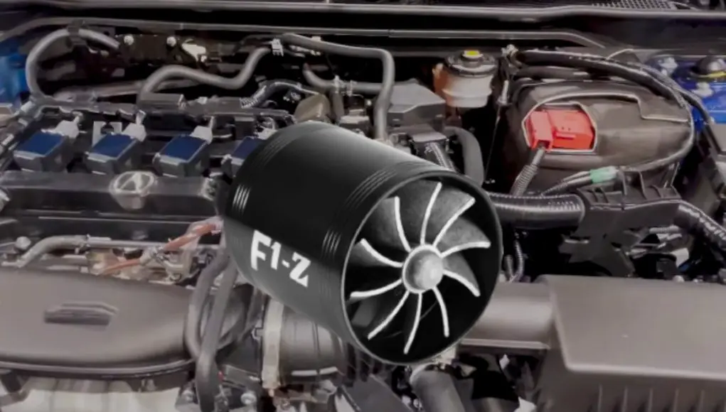 A generic turbo fan intake turbonator overlayed on an Acura engine