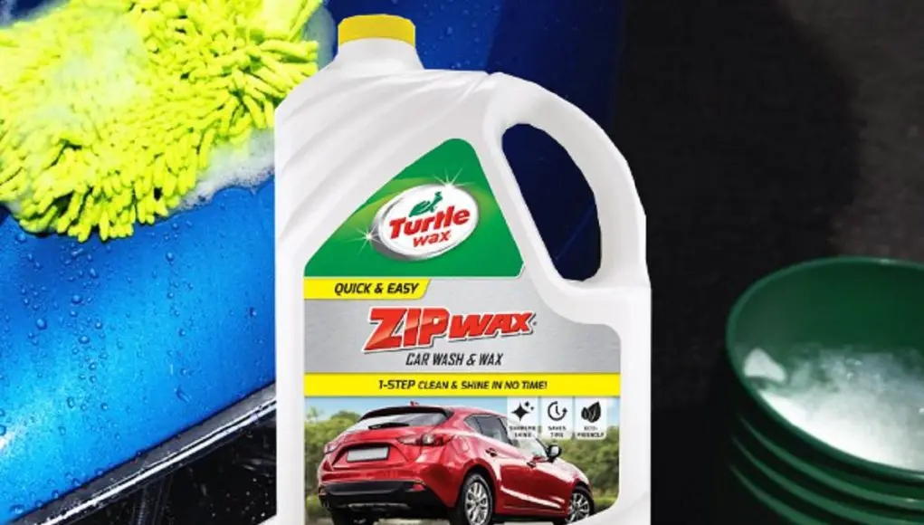 A bottle of Turtle Wax's Zip Wax Car Wash & Wax soap