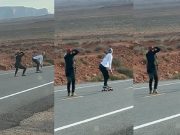 Instagrammer caught faking a longboarding shot on Monument Valley Road