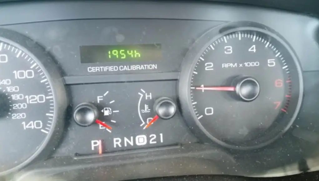 An idle hour counter on a Ford Crown Victoria