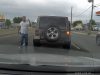 Crazy Jeep Wrangler driver stops traffic in Elizabeth NJ off Route 1 to confront driver he felt slighted by