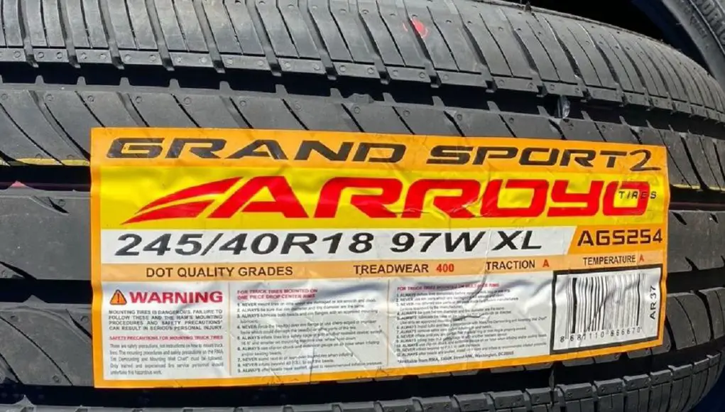 An Arroyo Tires tire sticker
