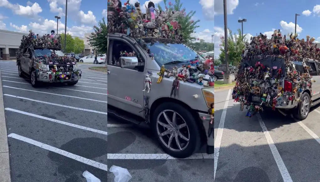 Columbus Georgia man and his Nissan Armada SUV with 3000 toys and action figures glued on