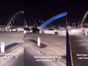 Dodge Challenger Hellcat first car crash on Sixth Street Bridge in Los Angeles