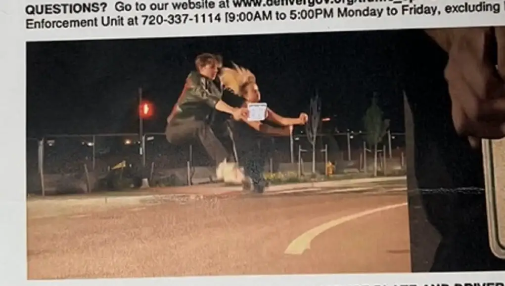 A screenshot from their violation notice showing them trolling a red light camera with a license plate
