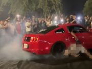 Sacramento sideshow spectator gets his pants ripped off by Ford Mustang