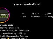 A screenshot of the fake Cyber Auto Parts Instagram