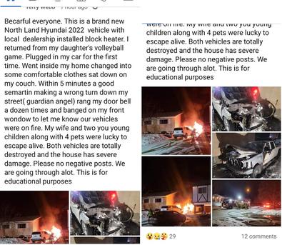 2022 Hyundai Palisade in Canada bursts into flames minutes after the owner  plugged in their block heater - Alt Car news