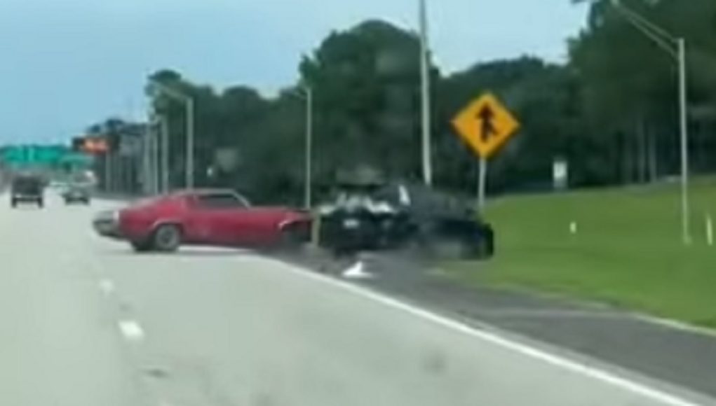 A classic Chevelle crashed into this Toyota Sienna on this Jacksonville Highway