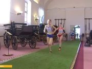 2022 Euro Cross Country Championship runners running through a museum