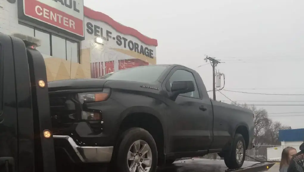 A Chevrolet Silverado owned by U-Haul stolen for several weeks and returned spray-painted black.