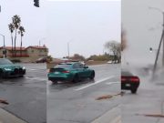 BMW M3 competition takes out light pole in Palmdale