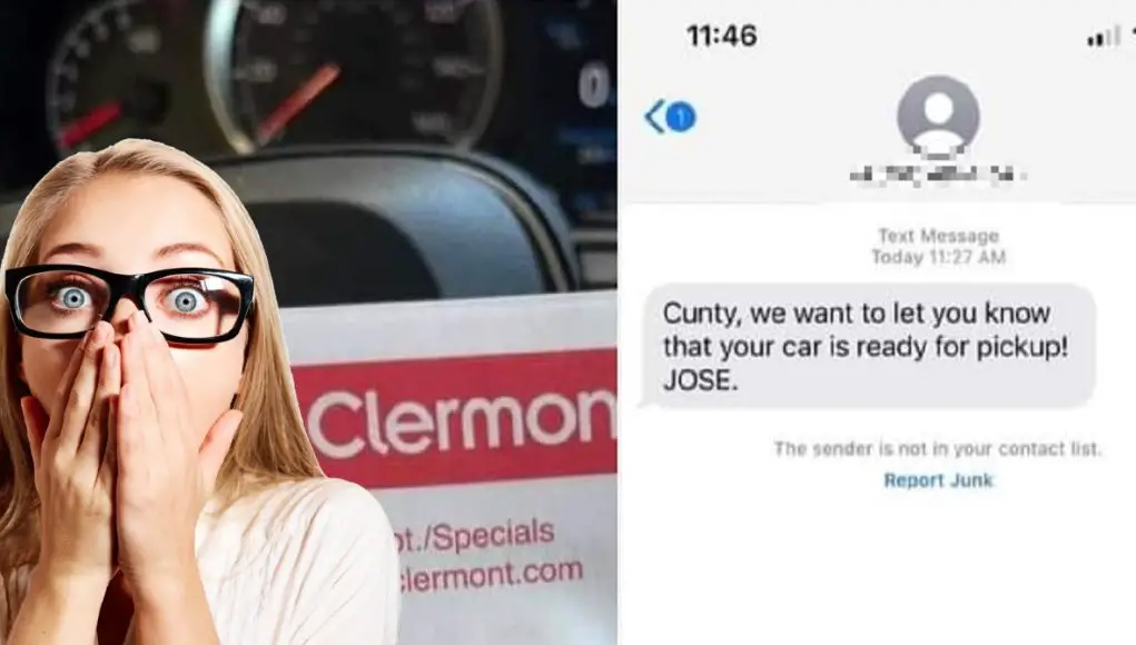 A textfrom Toyota of Clermont in Florida showing the service advisor called a customer the C-word.