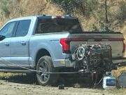 A Ford Lightning charging off a portable propane generator.