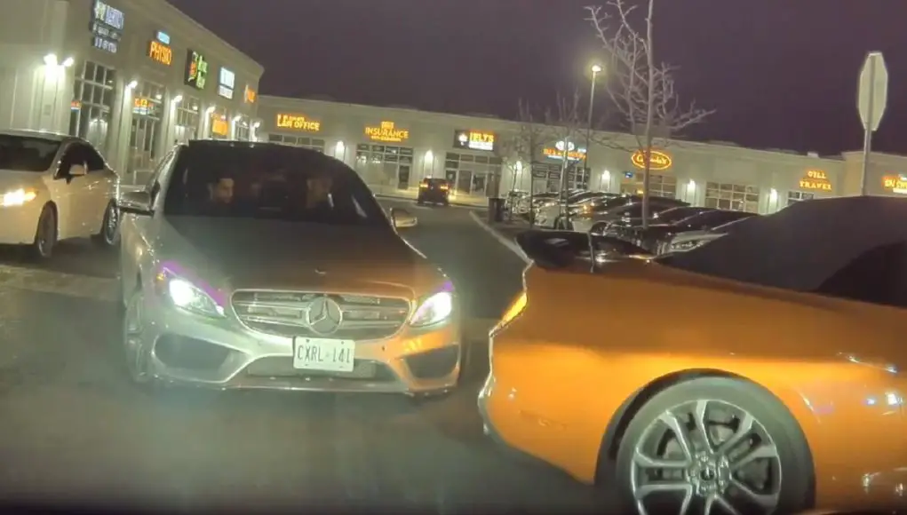 Mercedes in Brampton, Ontario ignoring right of way rules.