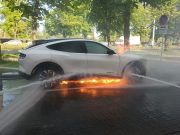 Ford Mustang Mach E on fire in Poland.