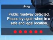 Dragy app screen purporting to show it's disabled on public streets.