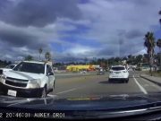 Out of control Chevy SUV in Spring Valley, CA careens towards driver exiting the 94.