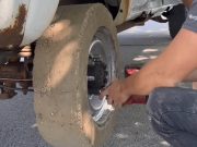 Tire made out of concrete.