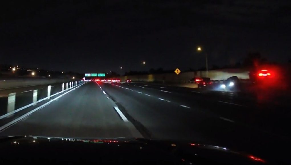 Jeep drifts into lane dividers and causes a multi-car collision