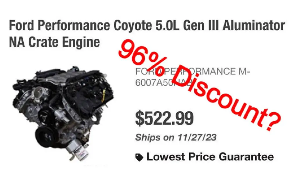Jegs accidentally discounted engines by as much as 96%