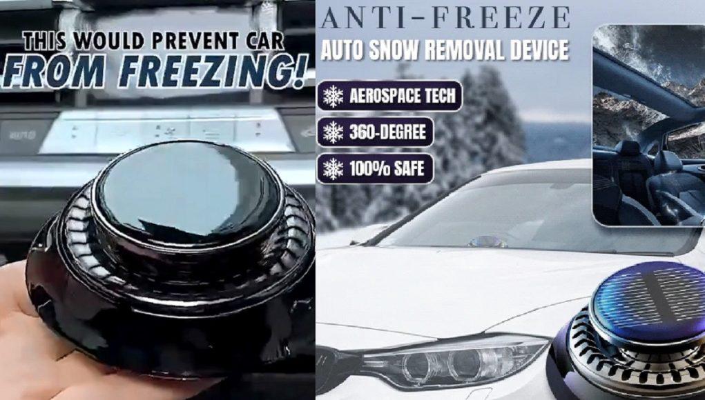 Screenshots for a scam product called an electromagnetic molecular interference antifreeze snow removal device.