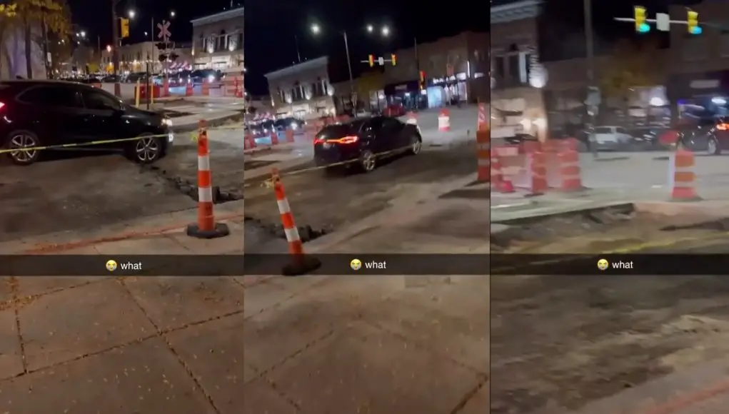Driver in downtown Fort Collins drives into open crosswalk.