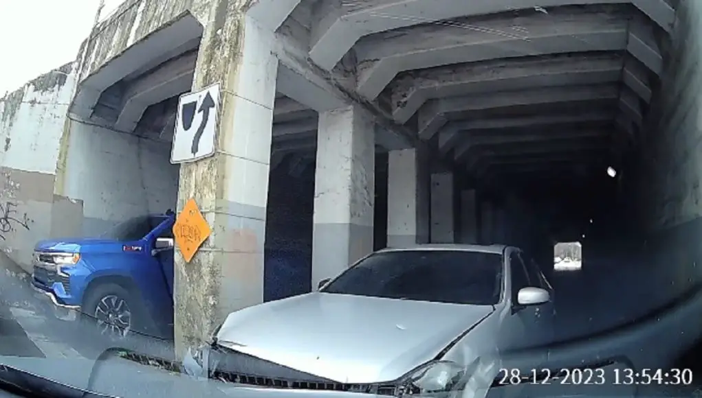 Wrong way driver at Josephine Underpass