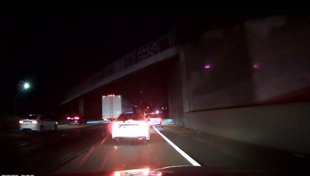 Driver in Pico Rivera, CA gets pulled over again after unsafe merge back into traffic.