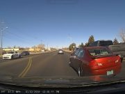 Infinti 635 in Rio Rancho chains together sequence of dangerous lane changes.