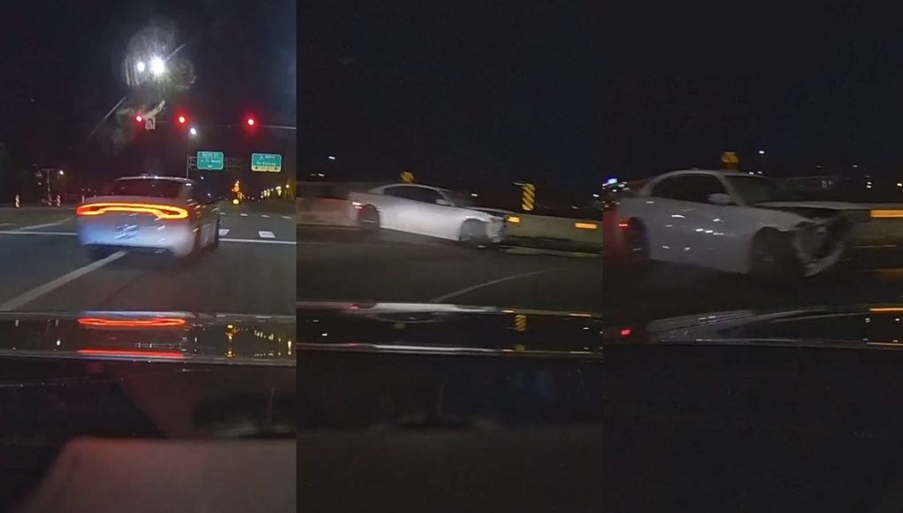 Speeding Dodge Charger in Denver crashes into I-25 onramp barrier