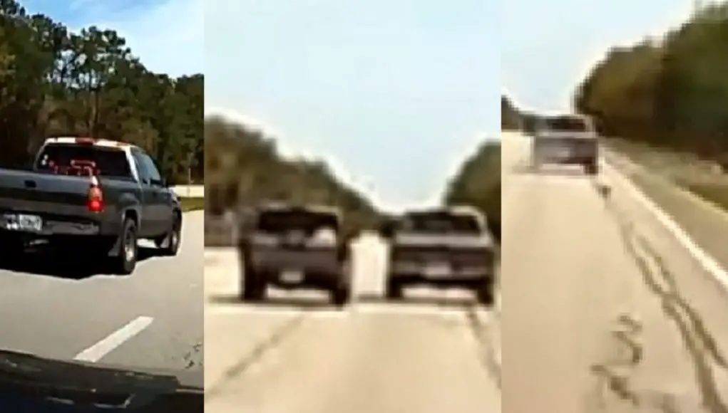 T100 driver pit maneuvers another truck in Alachua County, Florida
