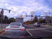 Driver in U-Haul cuts off Porsche, but doesn't see the cop behind him.