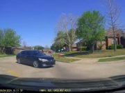 Driver enters roundabout the wrong way in Norman, OK.