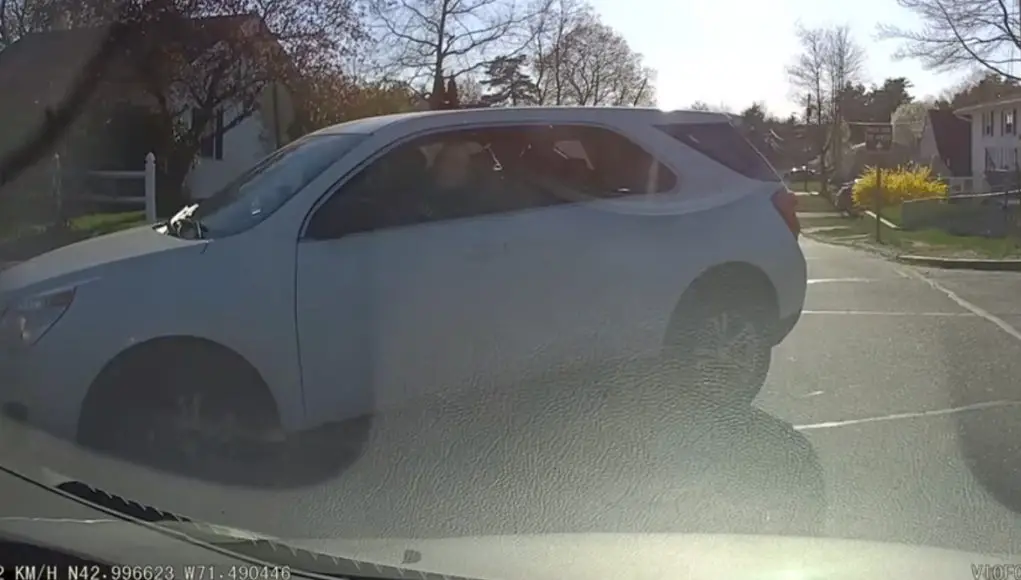 NH Motorist caught hocking loogie after running stop sign.