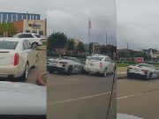 Old lady in Friendswood, TX pulls out into traffic into the wrong lane and causes collision with Corvette.